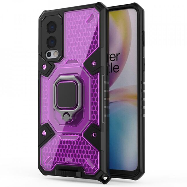 Husa oneplus nord 2 5g cu inel, techsuit honeycomb - rose-violet