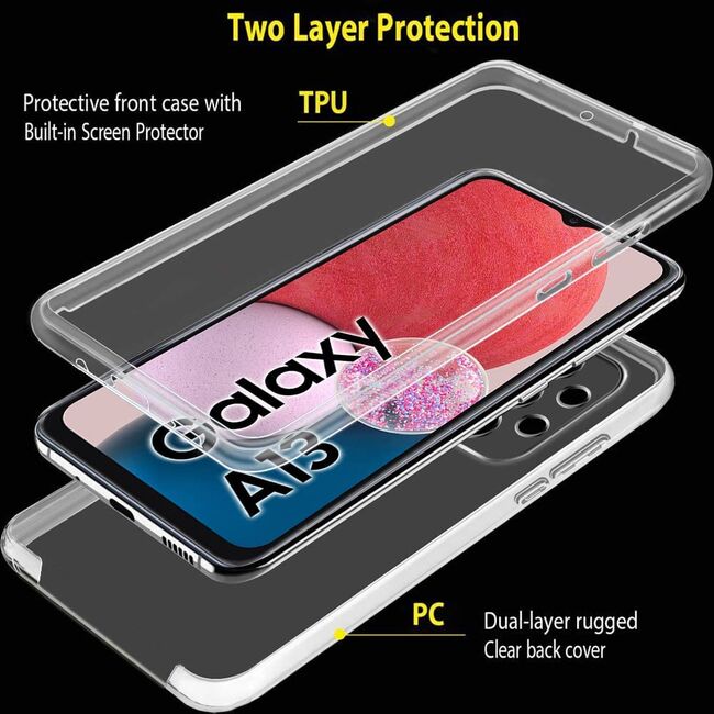 Pachet 360: Husa cu folie integrata pentru Samsung Galaxy A13 4G 360 Full Cover (fata+spate), transparent