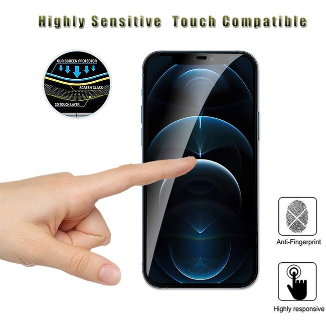 Folie sticla securizata tempered glass pentru iPhone 12 Pro Max, full-face/glue, negru