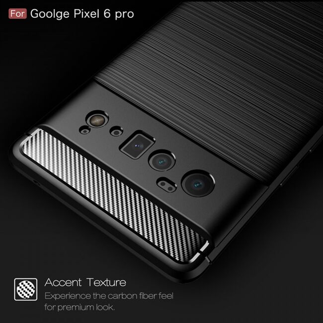 Husa google pixel 6 pro, carbon silicone, techsuit - negru