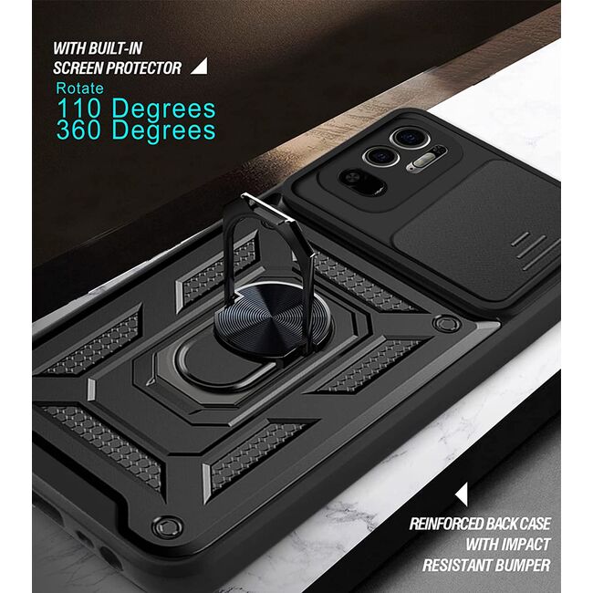 Husa pentru Xiaomi Redmi Note 10 5G / Poco M3 Pro cu inel Ring Armor Kickstand Tough, protectie camera (negru)