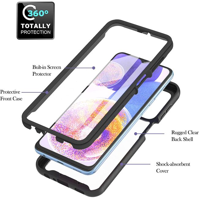 Pachet 360: Husa cu folie integrata Samsung Galaxy A23 4G, 5G Defense 360 - negru