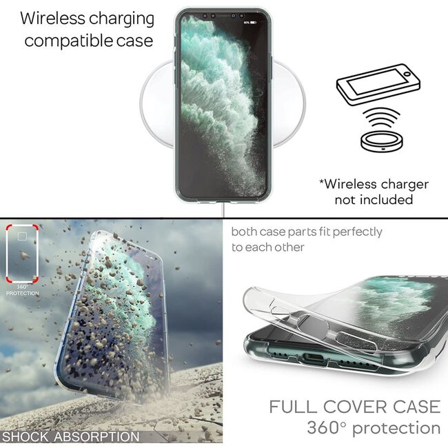 Pachet 360: Husa cu folie integrata pentru iPhone 11 Pro 360 Full Cover (fata+spate), transparent