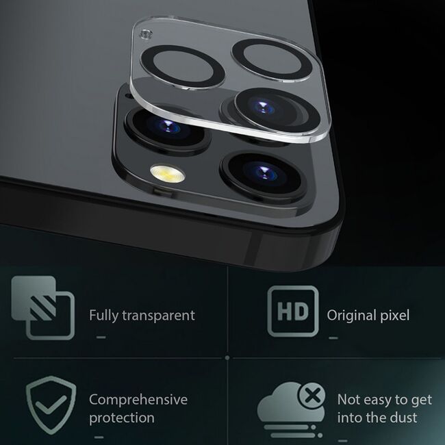 Folie iphone 12 pro max, s+ camera glass, lito - black/transparent