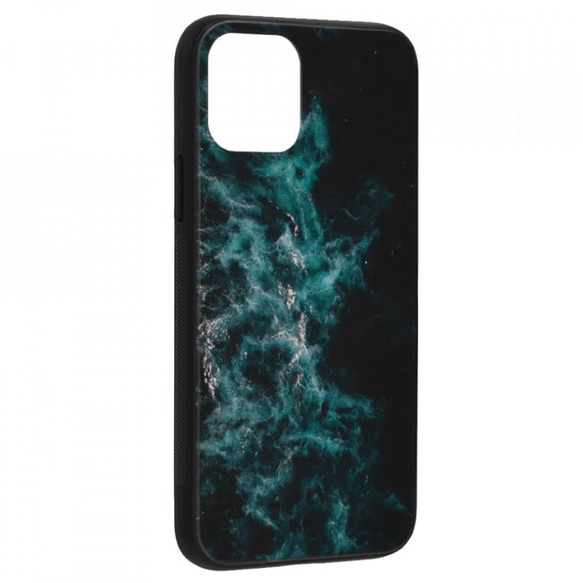 Husa iphone 11 pro cu sticla securizata, techsuit glaze - blue nebula