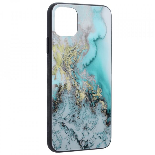 Husa iphone 11 pro max cu sticla securizata, techsuit glaze - blue ocean
