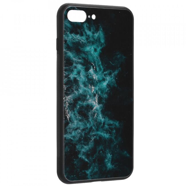 Husa iphone 7 plus cu sticla securizata, techsuit glaze - blue nebula