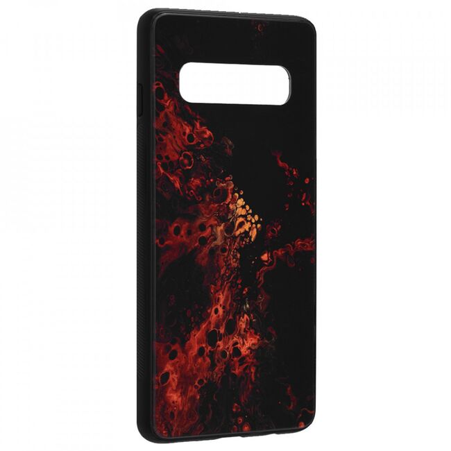 Husa samsung galaxy s10 cu sticla securizata, techsuit glaze - red nebula