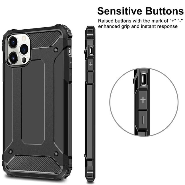 Husa iphone 13 pro din plastic dur, techsuit hybrid armor - negru