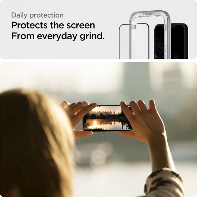 Folie sticla iphone 13 mini, alm glas (2xpack) spigen - negru