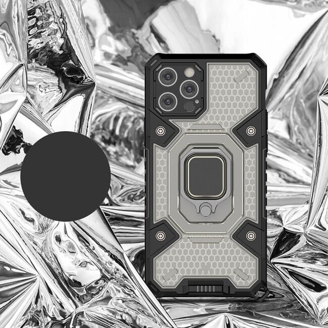 Husa iphone 12 pro cu inel, techsuit honeycomb - negru