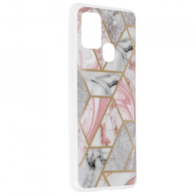 Husa samsung galaxy a21s marble series, techsuit - pink hex