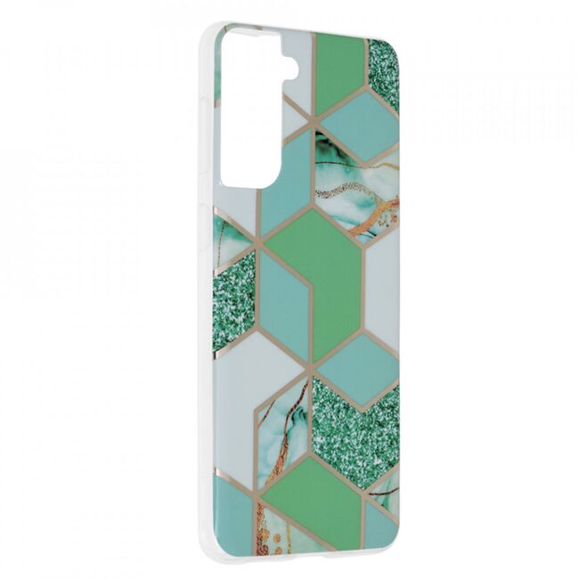 Husa samsung galaxy s21 plus marble series, techsuit - green hex