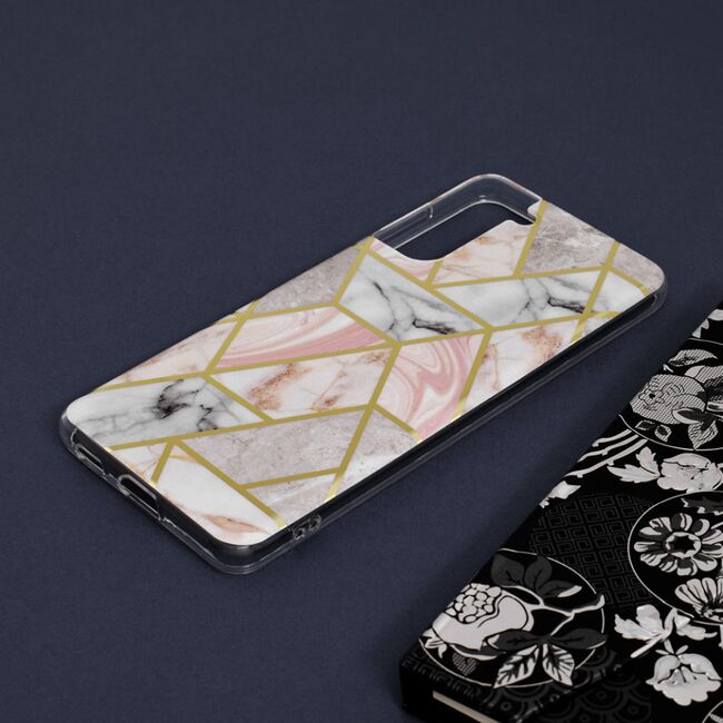 Husa samsung galaxy s21 plus marble series, techsuit - pink hex