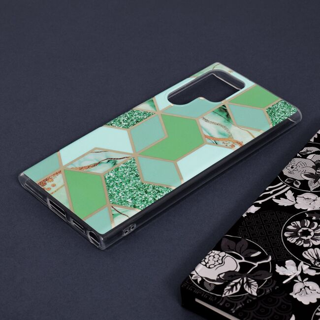Husa samsung galaxy s22 ultra marble series, techsuit - green hex