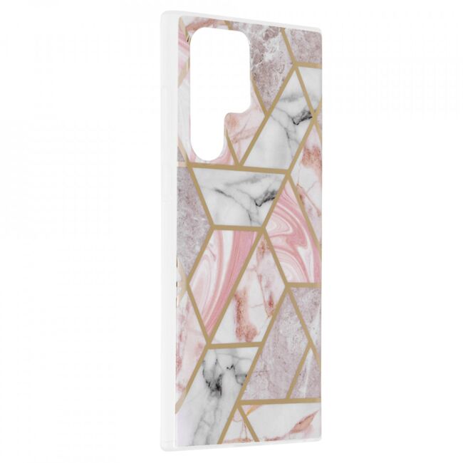Husa samsung galaxy s22 ultra marble series, techsuit - pink hex