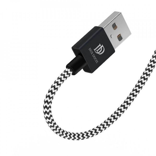 Cablu de date Dux Ducis K-One USB la Lightning, 3m, 2.1A, alb-negru