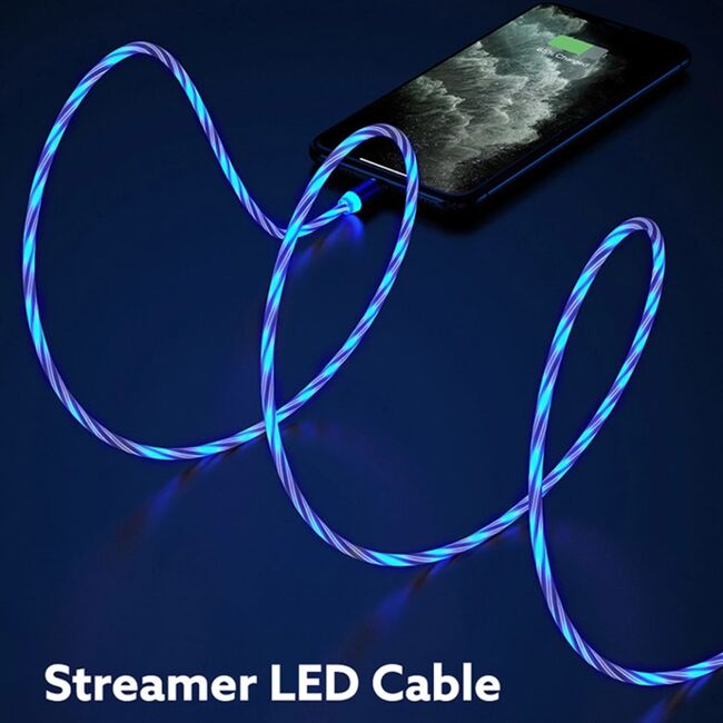 Cablu De Incarcare 3in1 Techsuit Light UP Fantasy Magnetic 1m – Verde