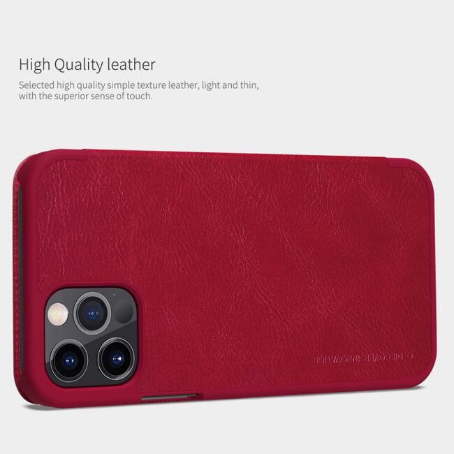 Husa iphone 12 Pro Max, qin leather, nillkin - rosu