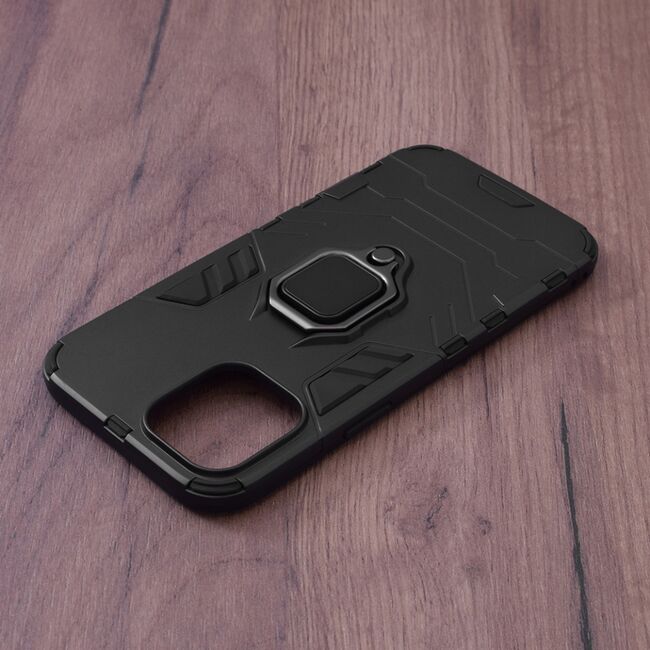 Husa iphone 12 pro max cu inel, techsuit silicone shield - negru