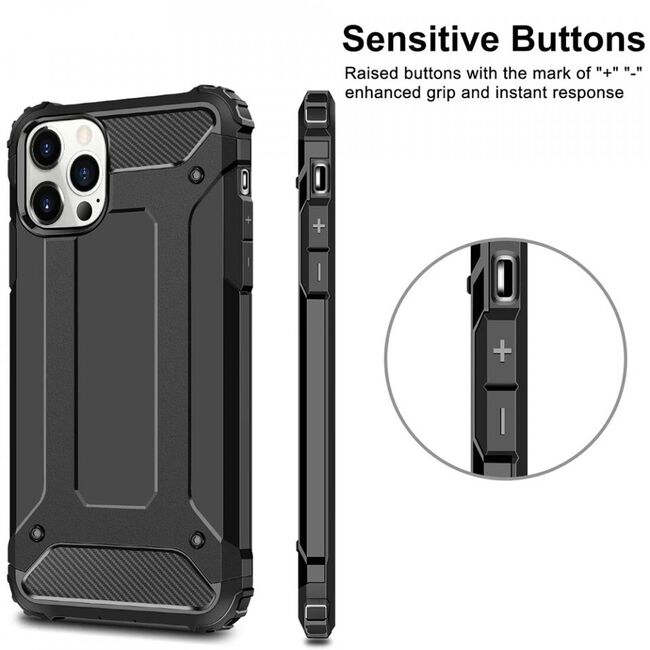 Husa iphone 12 pro max din plastic dur, techsuit hybrid armor - negru