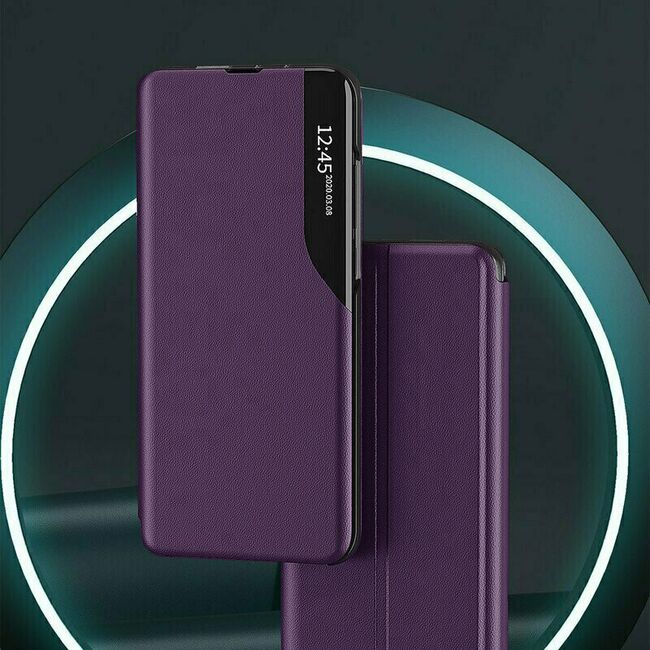 Husa iPhone 12 Pro Max Eco Leather View Flip Tip Carte - Mov