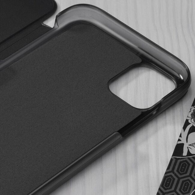 Husa iPhone 12 Pro Max Eco Leather View Flip Tip Carte - Negru