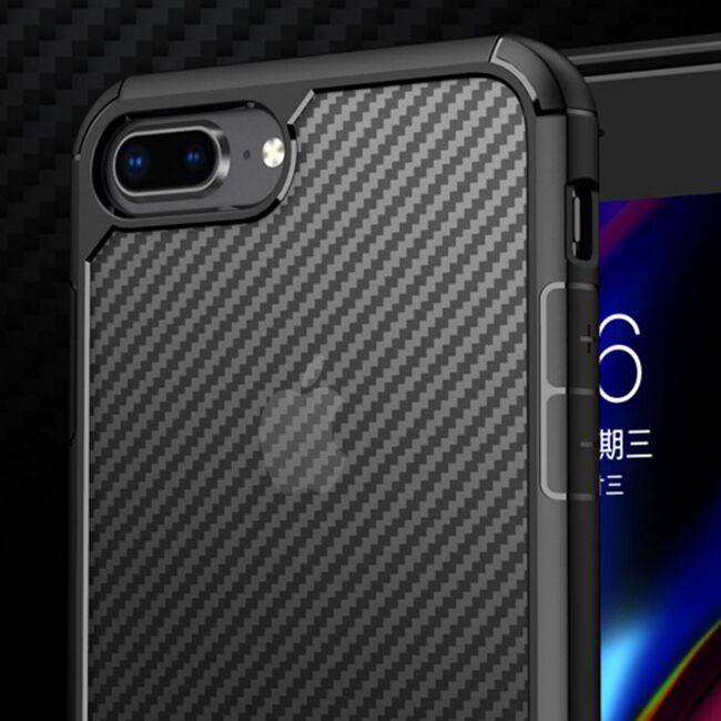 Husa iphone 8 plus, carbonfuse, techsuit - negru