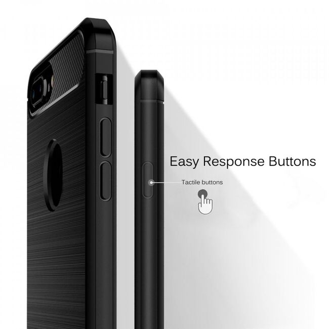 Husa iphone 8 plus, carbon silicone, techsuit - negru