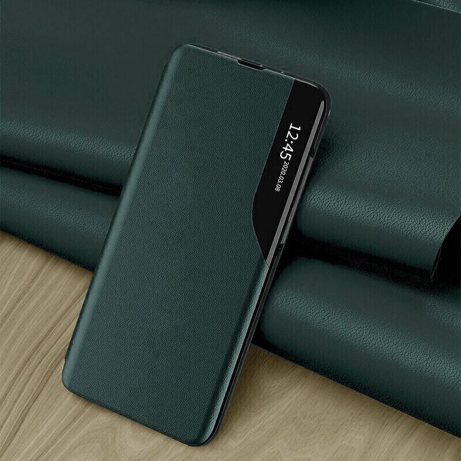Husa iPhone X, iPhone 10 Eco Leather View Flip Tip Carte - Verde