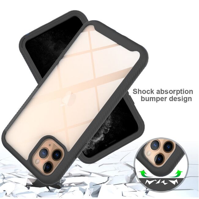 [pachet 360°] husa + folie iphone 11 pro max, techsuit defense - negru