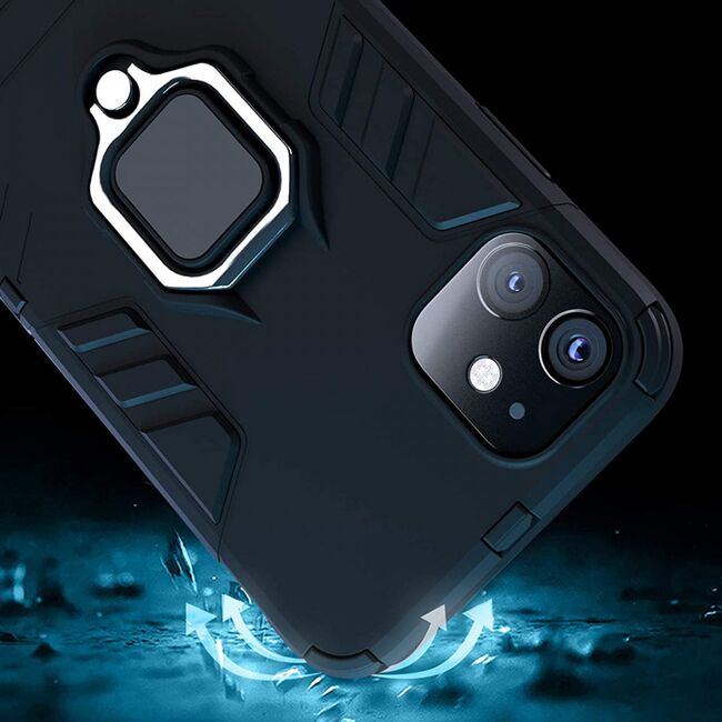 Husa iphone 11 cu inel, techsuit silicone shield - negru