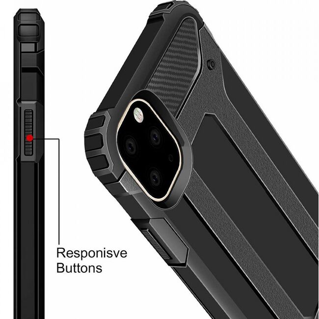 Husa iphone 11 din plastic dur, techsuit hybrid armor - negru