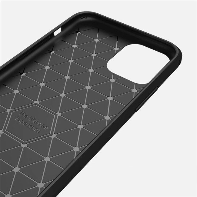 Husa iphone 11 pro max, carbon silicone, techsuit - negru