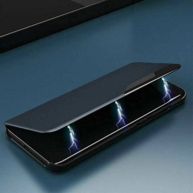 Husa iPhone 11 Pro Max Eco Leather View Flip Tip Carte - Albastru