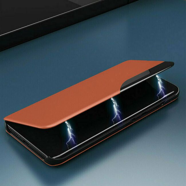 Husa iPhone 11 Pro Max Eco Leather View Flip Tip Carte - Portocaliu