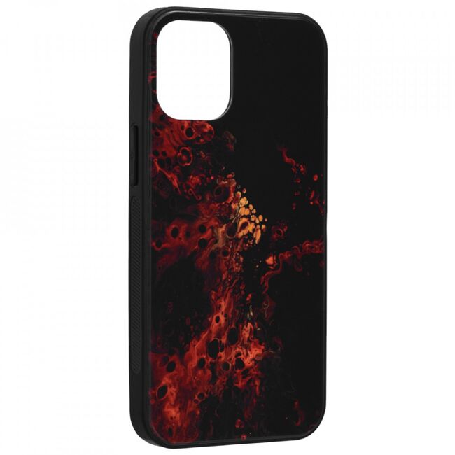 Husa iphone 12 / 12 pro cu sticla securizata, techsuit glaze - red nebula