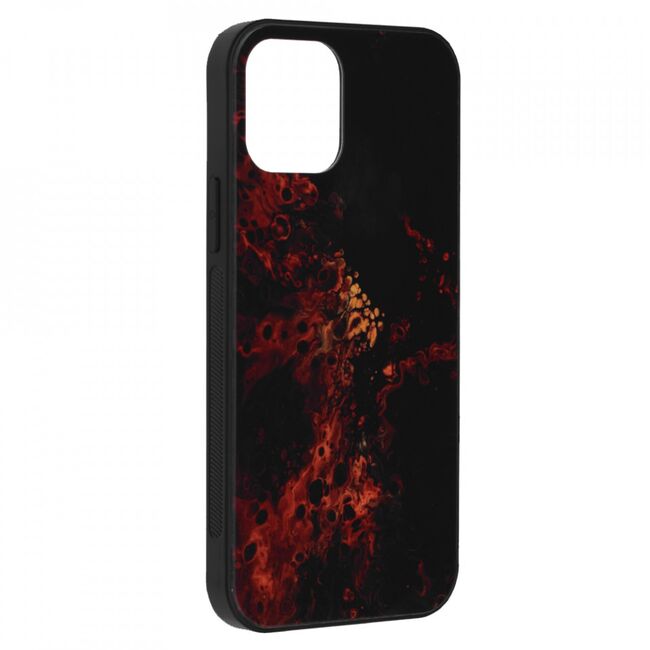 Husa iphone 12 / 12 pro cu sticla securizata, techsuit glaze - red nebula