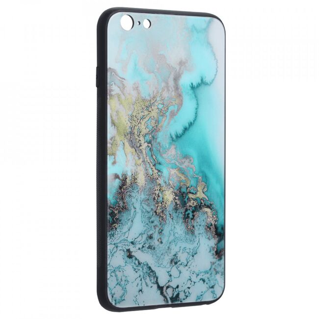 Husa iphone 6 / 6s cu sticla securizata, techsuit glaze - blue ocean