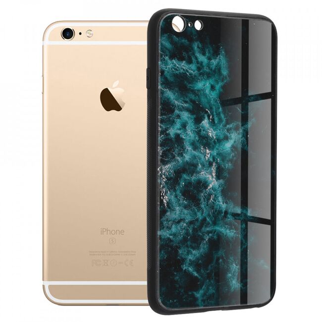 Husa iphone 6 plus cu sticla securizata, techsuit glaze - blue nebula