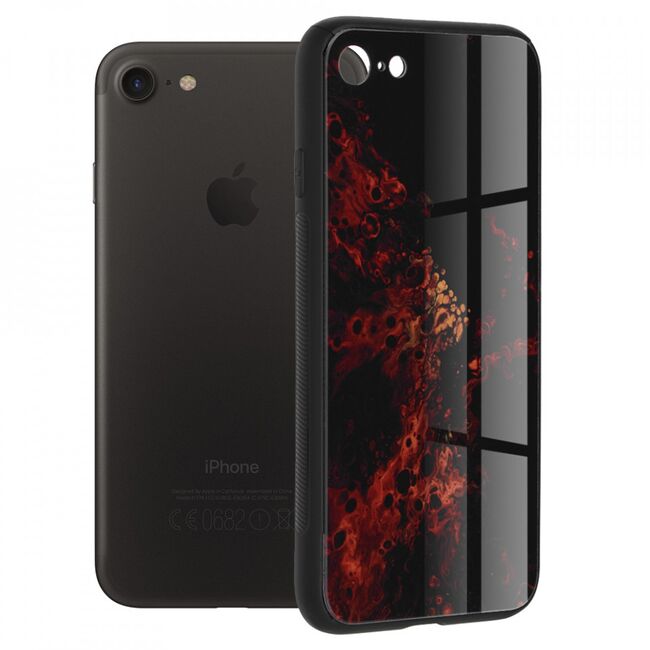 Husa iphone 7 cu sticla securizata, techsuit glaze - red nebula