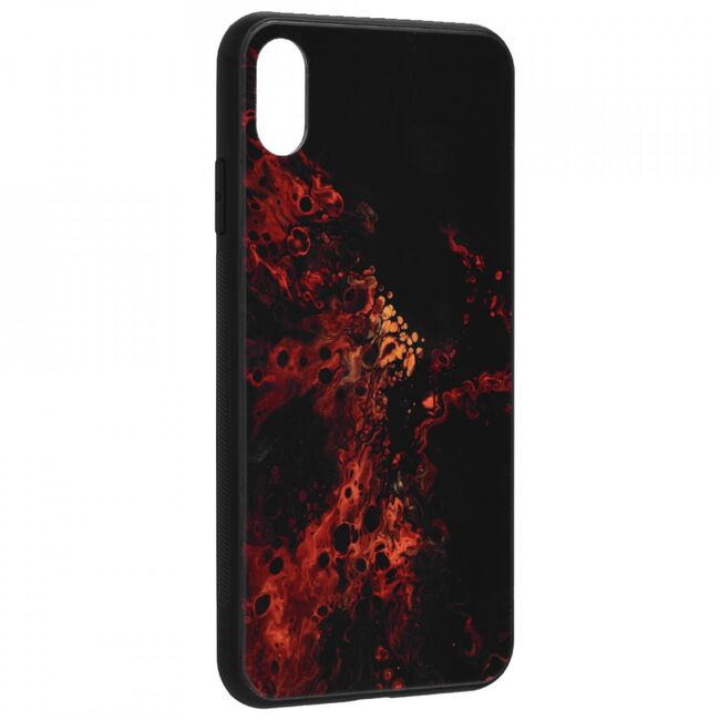 Husa iphone xs max cu sticla securizata, techsuit glaze - red nebula