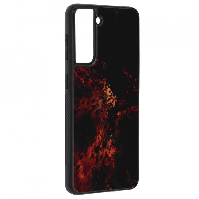 Husa samsung galaxy s21 cu sticla securizata, techsuit glaze - red nebula