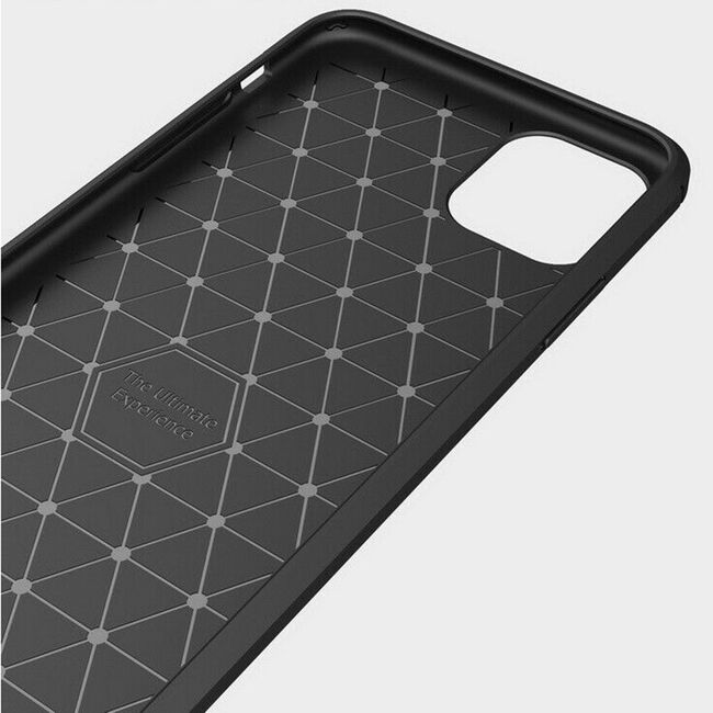 Husa iphone 12 mini, carbon silicone, techsuit - negru