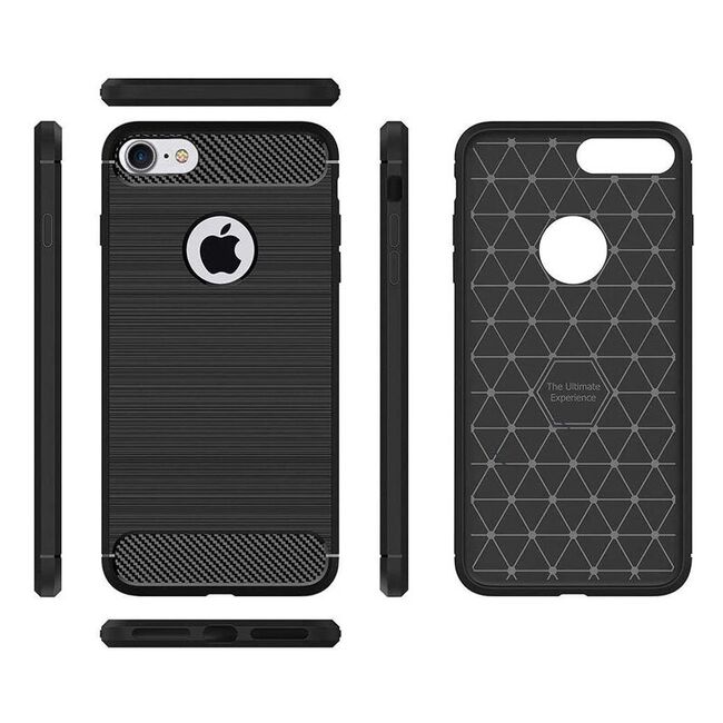 Husa iphone 6 plus / 6s plus, carbon silicone, techsuit - negru