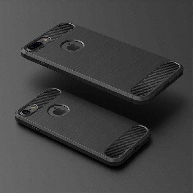 Husa iphone 8, carbon silicone, techsuit - negru