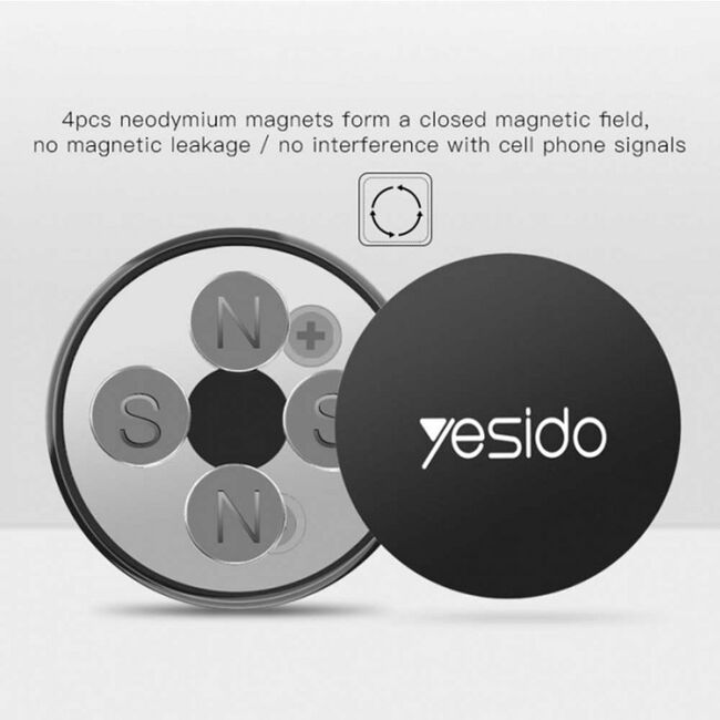 Suport telefon auto magnet, grila ventilatie Yesido C59, negru