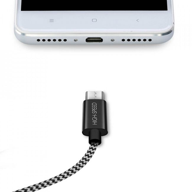 Cablu de date Dux Ducis K-One USB la Micro-USB, 3m, 2.1A, alb-negru