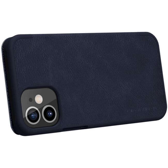 Husa iphone 12 mini, qin leather case, nillkin - blue