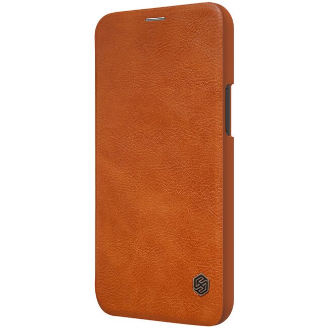 Husa iphone 12 mini, qin leather case, nillkin - brown